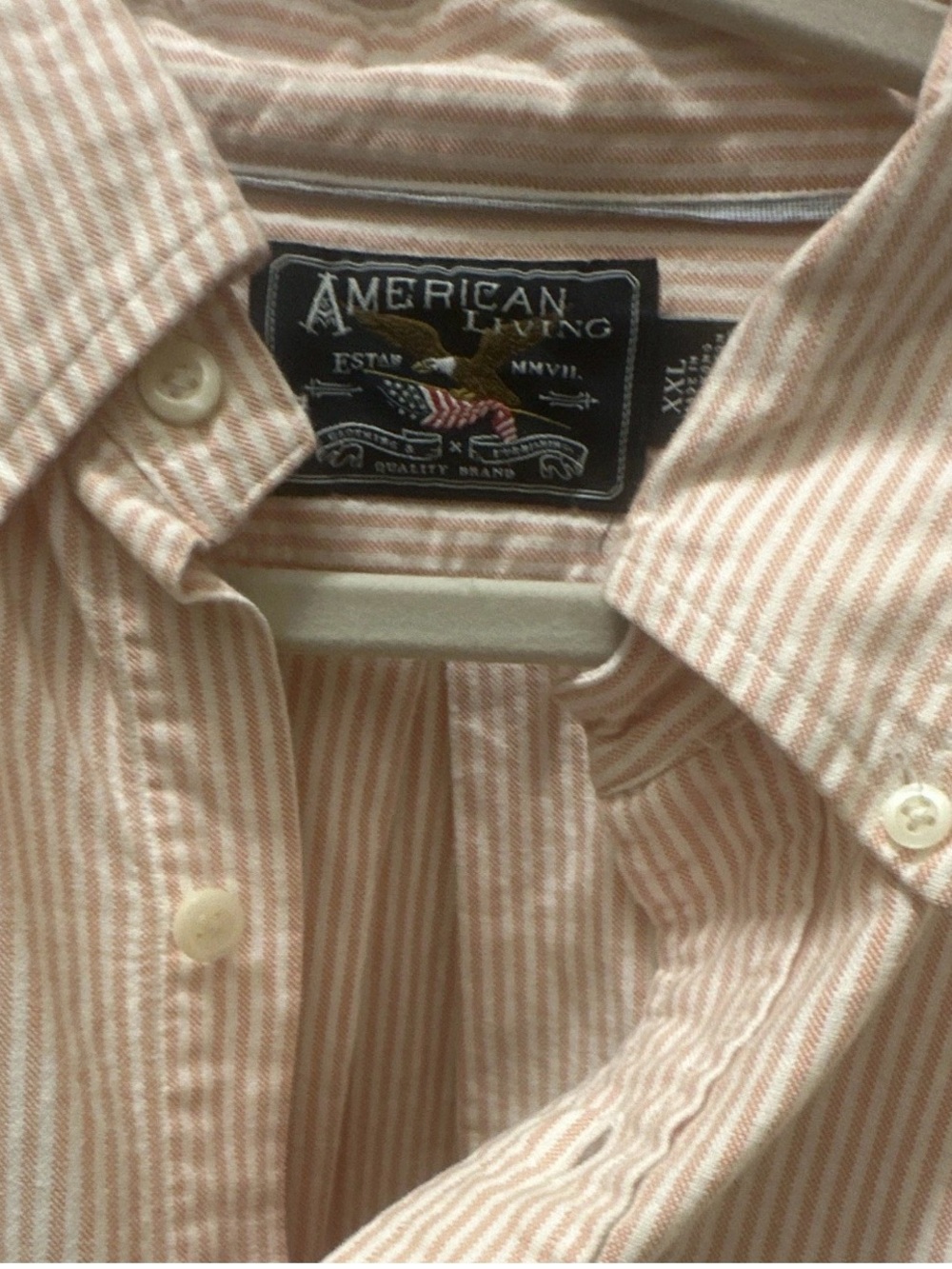 American Living Peach-Striped Cotton Button-Down Shirt